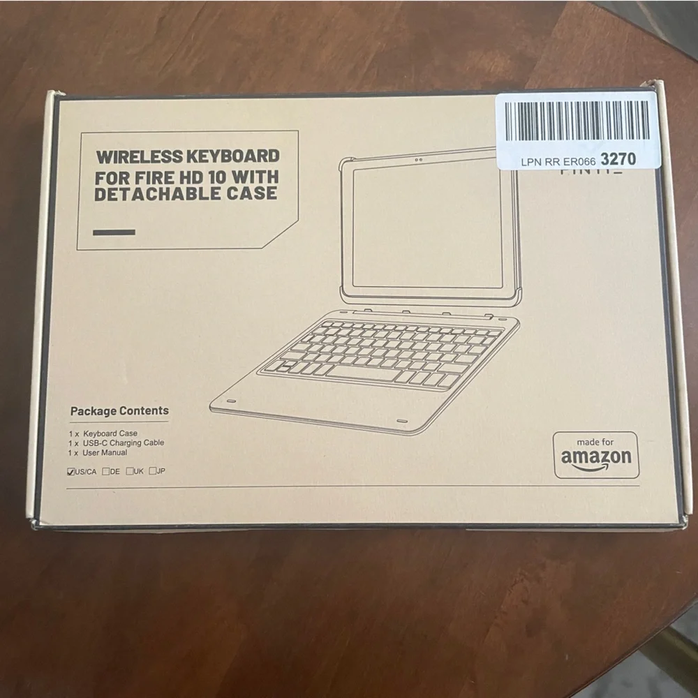 NWT wireless keyboard for fire HD 10 with detachable case. New in box, not used